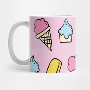 Ice cream and popsicle patter in pink Mug